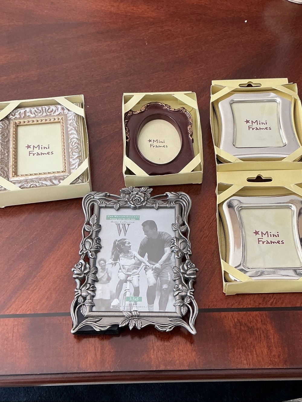 Ornate Silver Floral Mini Picture Frame - Decorative Tabletop Accent